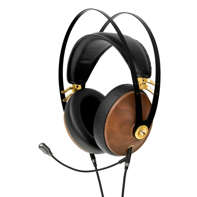 Meze Audio 99 Classics Headset Over-Ear Headphones with Boom Mic (Walnut/Gold)