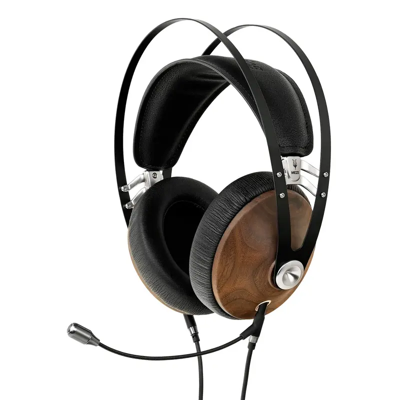 Meze Audio 99 Classics Headset Over-Ear Headphones with Boom Mic (Walnut/Silver)