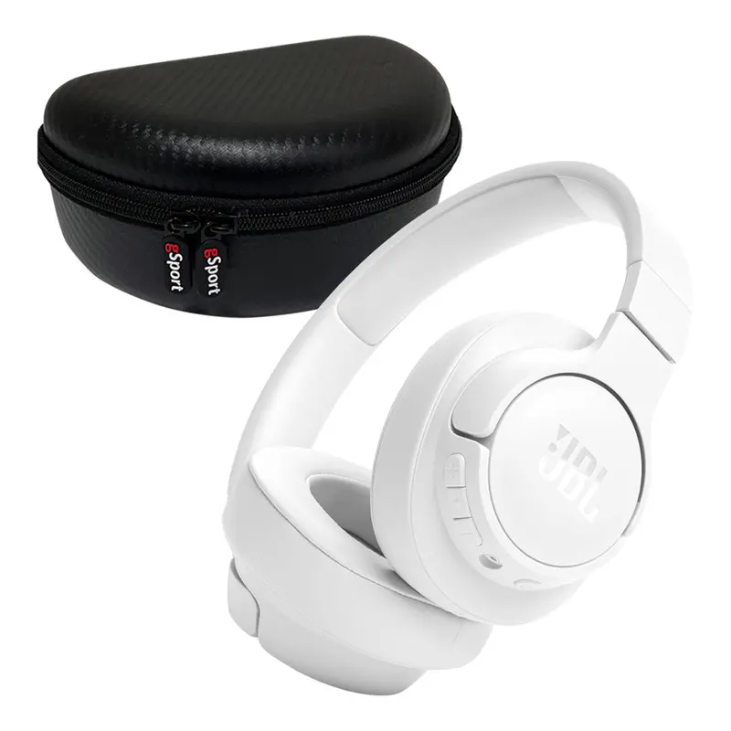 JBL Tune 720BT Wireless Over Ear Bluetooth Headphone Bundle with gSport Case (White)
