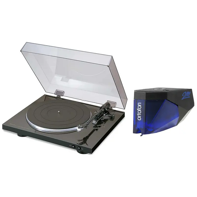 Denon DP-300F Turntable with Ortofon 2M Blue Phono Cartridge Bundle