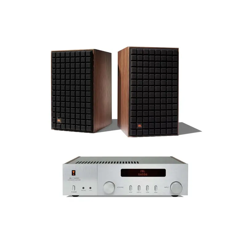 JBL L82 Classic 8" 2-Way Bookshelf Speaker Pair with JBL SA550 Integrated Amplifier Bundle