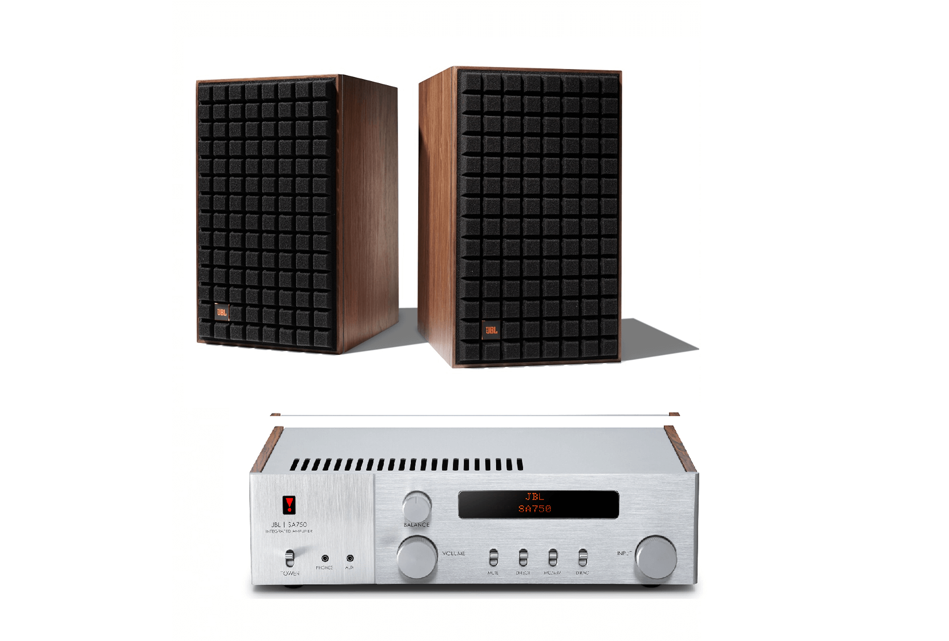 JBL L82 Classic 8" 2-Way Bookshelf Speaker Pair with JBL SA750 Integrated Amplifier Bundle