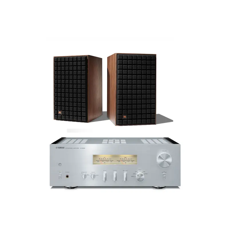 JBL L82 Classic 8 Inch 2-way Bookshelf Loudspeaker Pair with Yamaha R-N1000A Stereo Network A/V Receiver Bundle