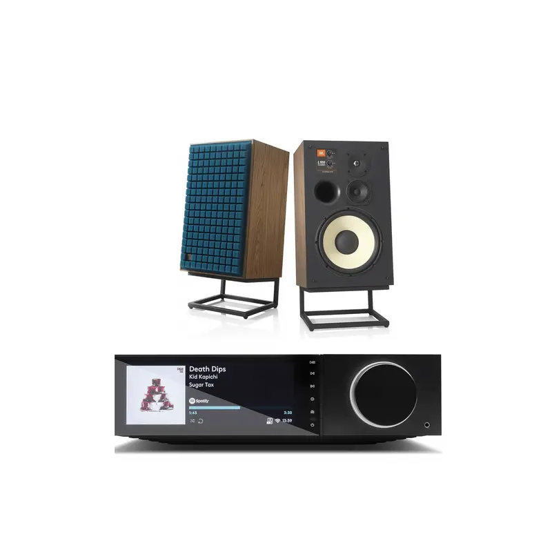 JBL L100 Classic 12 Inch 3-way Bookshelf Loudspeaker Pair with Cambridge Audio Evo 150 Integrated Amplifier All-in-One Player Bundle