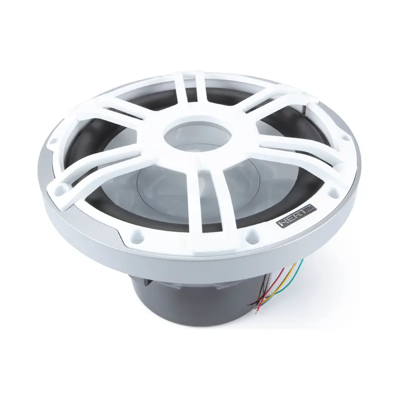 Hertz HMS 10 S2-LD-SW.1 10" 2 Ohm Infinite Baffle Marine Subwoofer with RGB LEDs and Silver-White Sports Grill (Each)