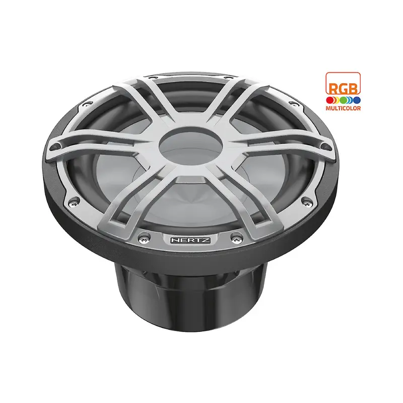 Hertz HMS 10 S4-LD-G.1 10" 4 Ohm Infinite Baffle Marine Subwoofer with RGB LEDs and Gray Sports Grill (Each)