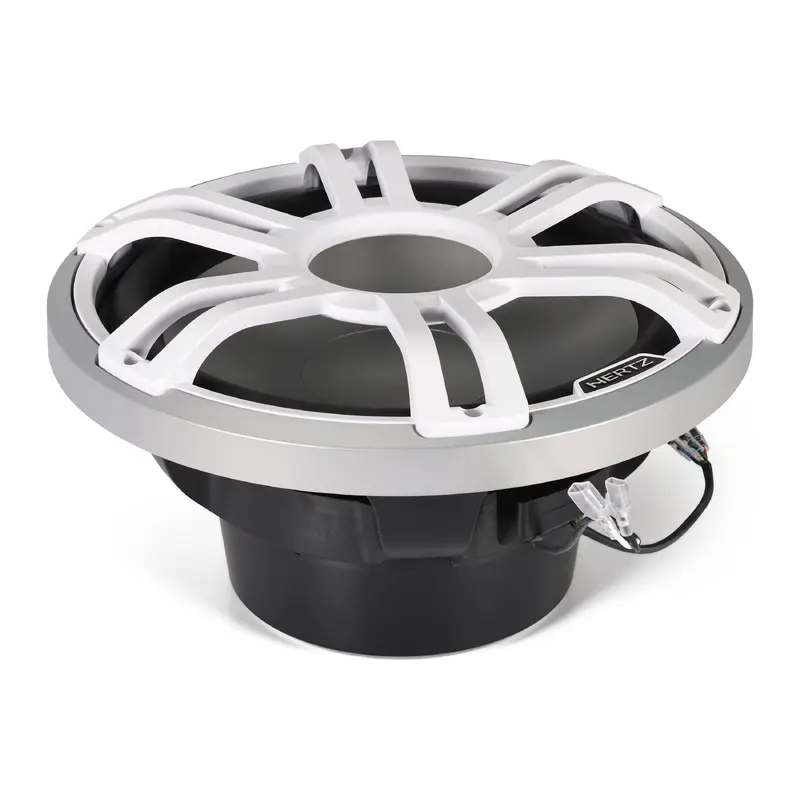 Hertz HMS 12 S4-LD-SW 12" 4 Ohm Infinite Baffle Marine Subwoofer with RGB LEDs and Silver-White Sports Grill (Each)