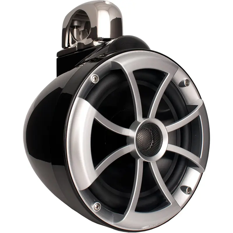 Wet Sounds ICON 8-B FC V2 MINI ICON Series 8" Black Tower Speaker with TC3 Fixed Mini Clamps (Pair)