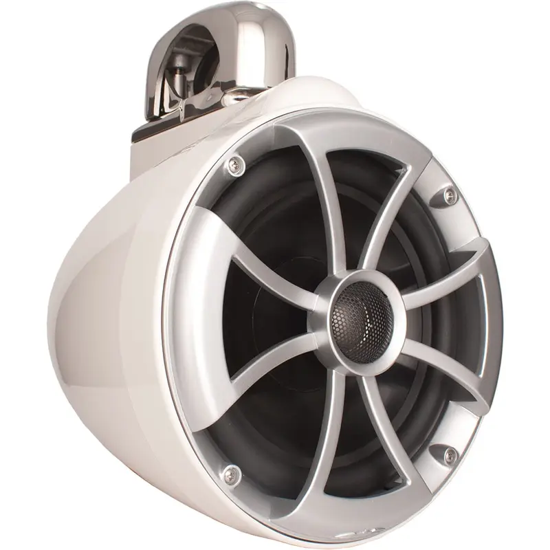 Wet Sounds ICON 8-W FC SS V2 ICON Series 8" White Tower Speaker with TC3 Fixed Clamps (Pair)