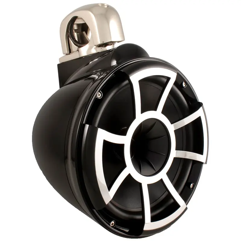 Wet Sounds REV 10 B-FC SS V2 Revolution Series 10" Black Tower Speaker with TC3 Fixed Clamps (Pair)