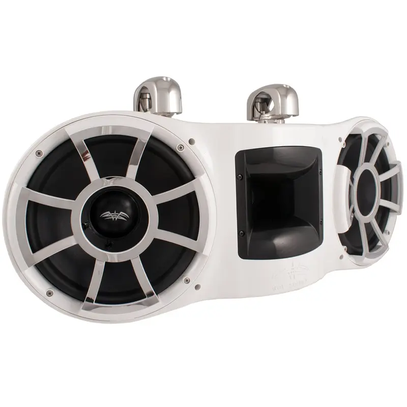 Wet Sounds REV 410 W-SC V2 Revolution Series Dual 10" White Tower Speaker with TC3 Swivel Clamps