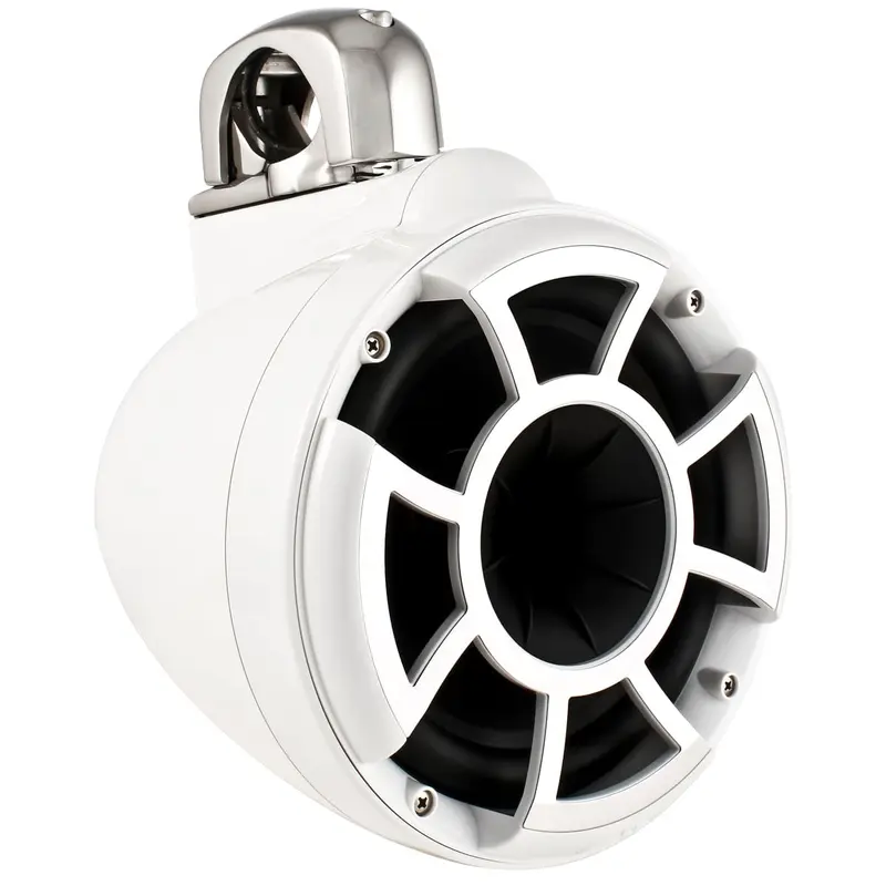 Wet Sounds REV 8 W-FC V2 Revolution Series 8" White Tower Speaker with TC3 Fixed Clamps (Pair)