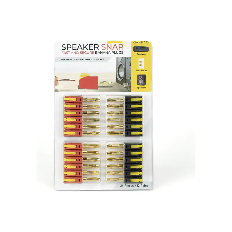 Speaker Snap Banana Connectors for 12 to 24 Gauge Speaker Wire (24 Count)
