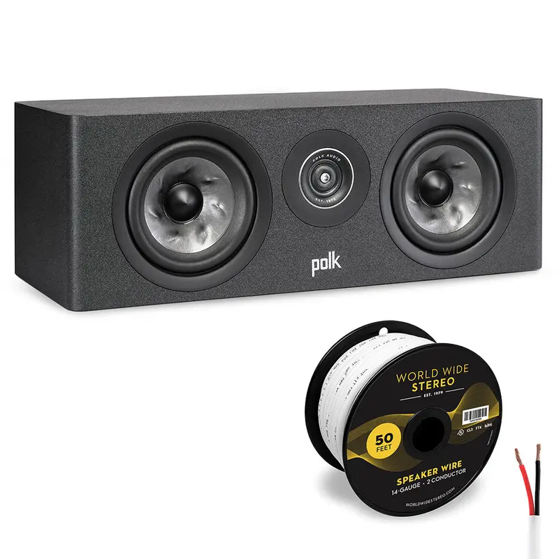 Polk Audio Reserve R300 Center Channel Speaker Cable Bundle (Black)