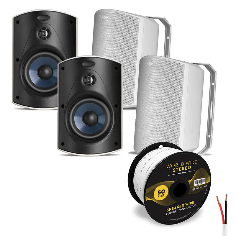 Polk Audio Atrium 5 All Weather Outdoor Loudspeaker Cable Bundle - 4 Pack (White)