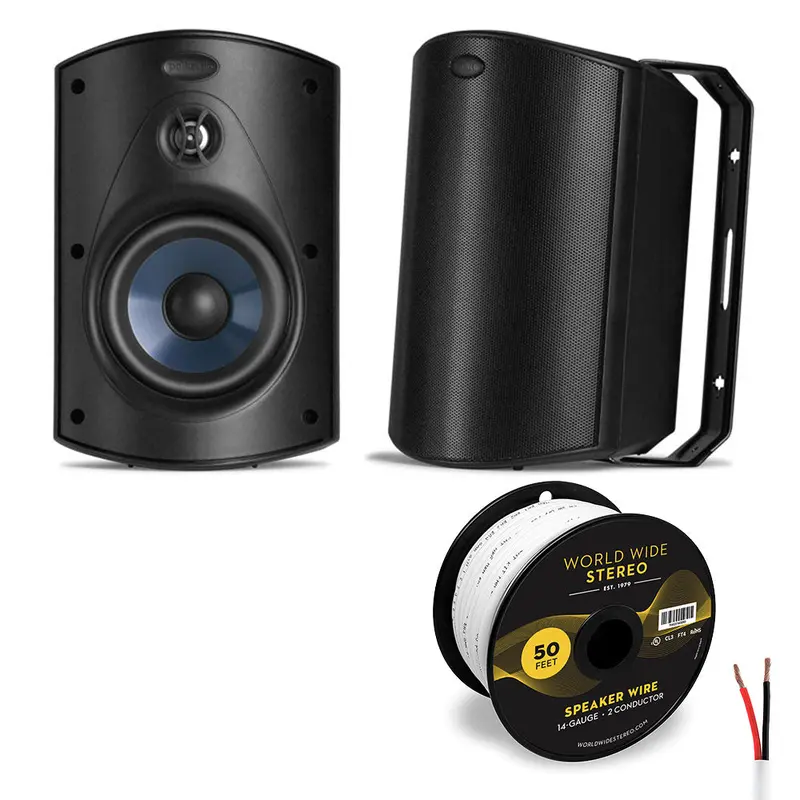 Polk Audio Atrium 5 All Weather Outdoor Loudspeaker Cable Bundle - Pair (Black)