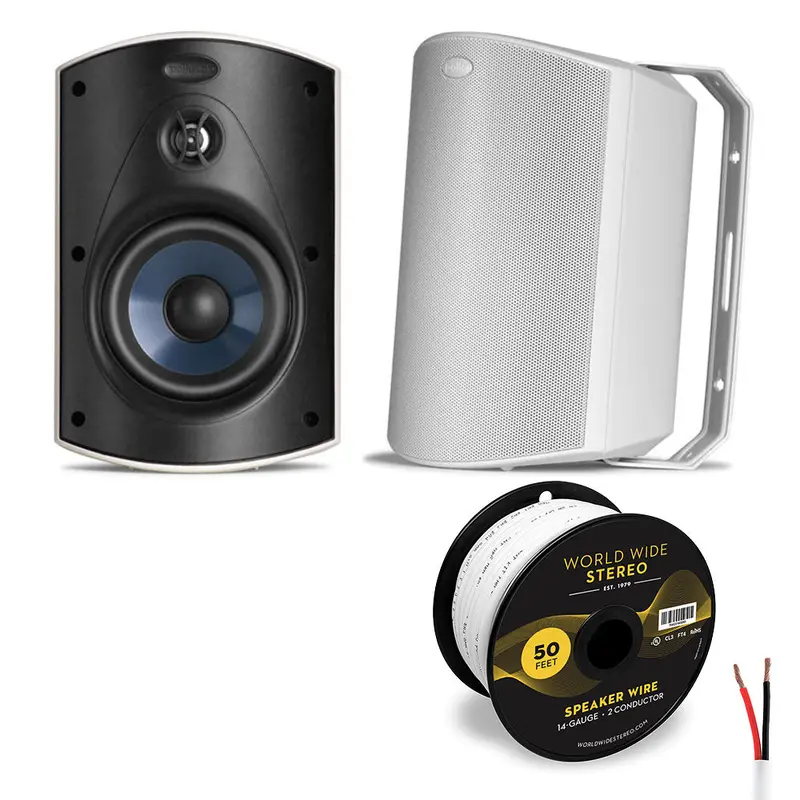 Polk Audio Atrium 5 All Weather Outdoor Loudspeaker Cable Bundle - Pair (White)