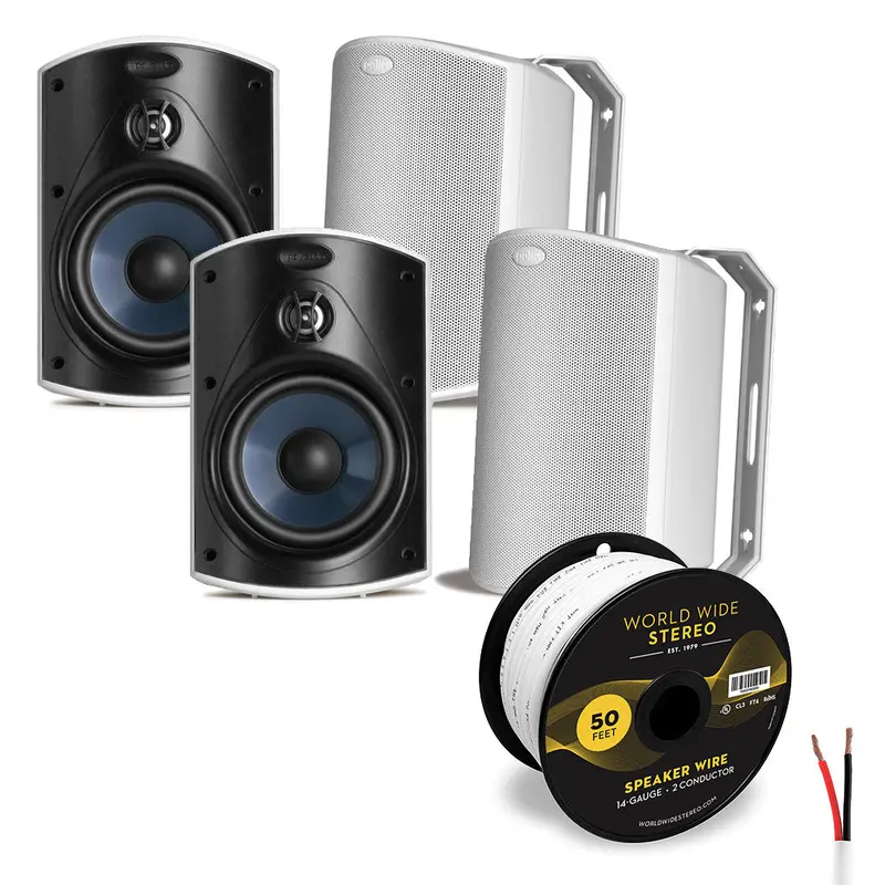 Polk Audio Atrium 4 All Weather Outdoor Loudspeaker Cable Bundle - 4 Pack (White)